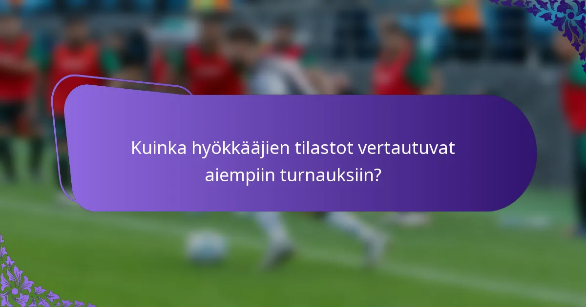 Kuinka hyökkääjien tilastot vertautuvat aiempiin turnauksiin?