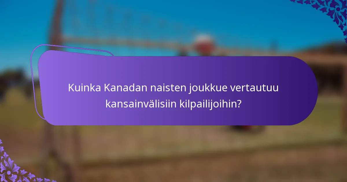 Kuinka Kanadan naisten joukkue vertautuu kansainvälisiin kilpailijoihin?