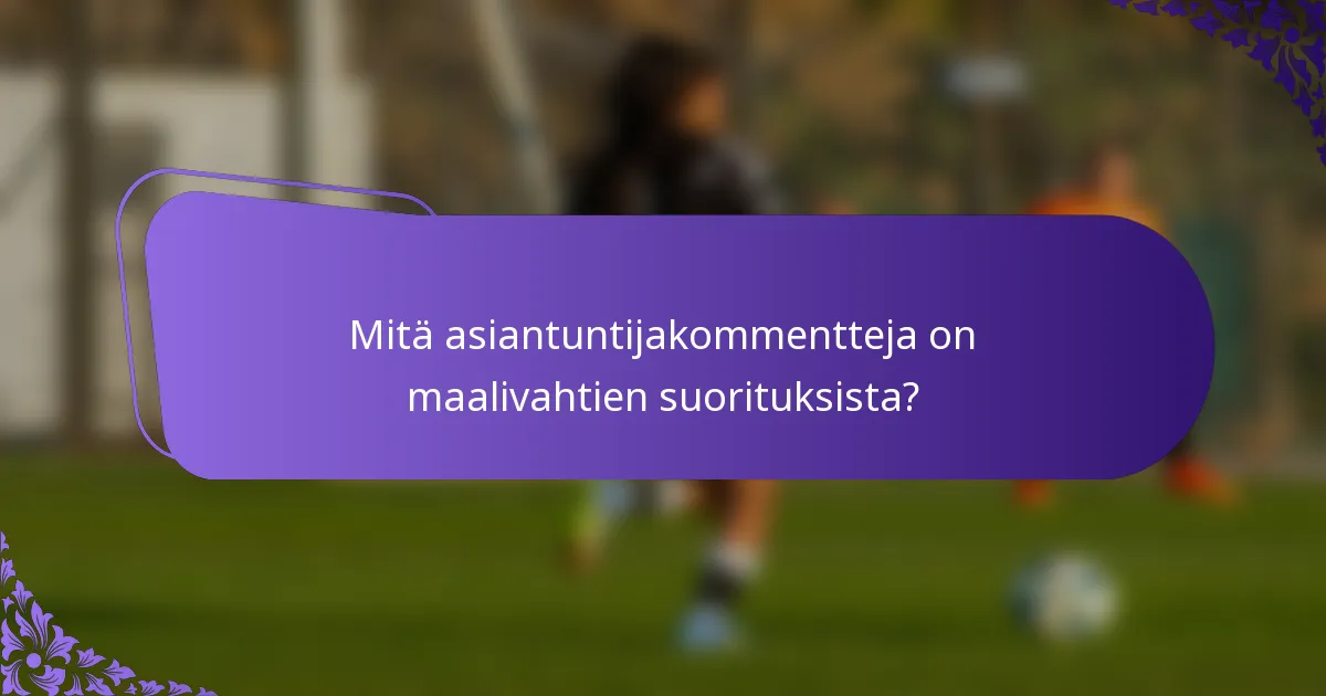 Mitä asiantuntijakommentteja on maalivahtien suorituksista?
