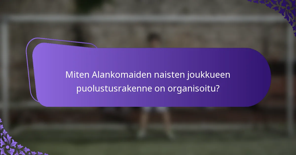 Miten Alankomaiden naisten joukkueen puolustusrakenne on organisoitu?